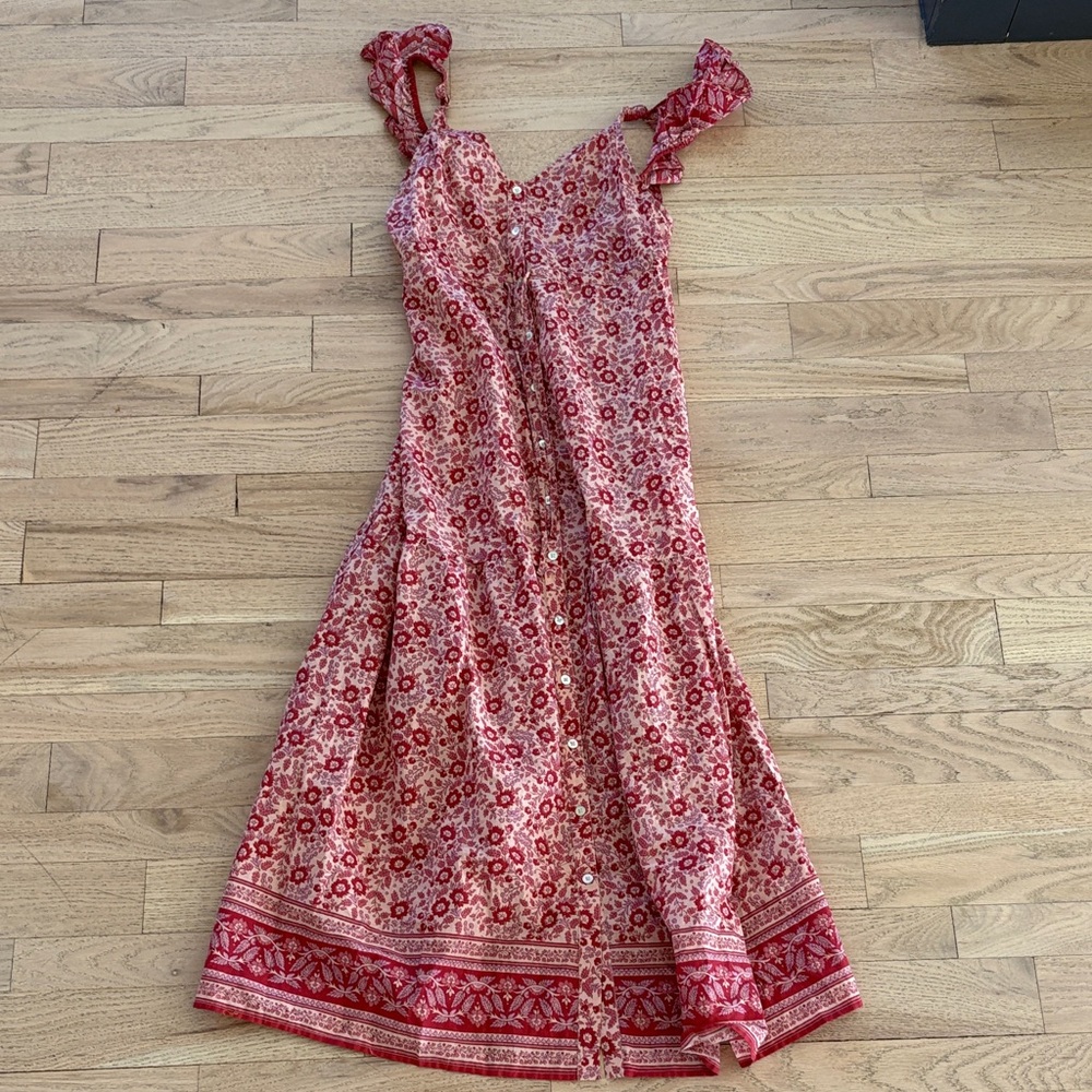 Faherty Floral Red Sleeveless maxi Dress
